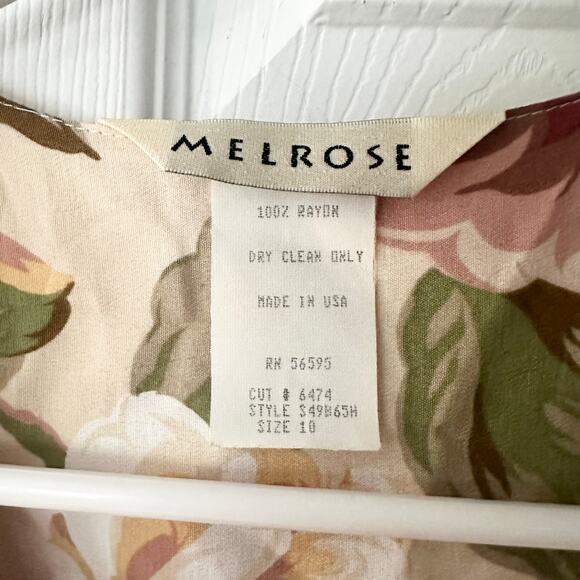 Melrose Vintage 90s Beige Pink Floral Design Rayon Iridescent Button Up Vest 10 - Picture 8 of 10